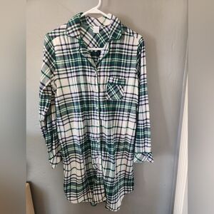 Liz Claiborne Green and Navy Plaid Button-Front Shirt